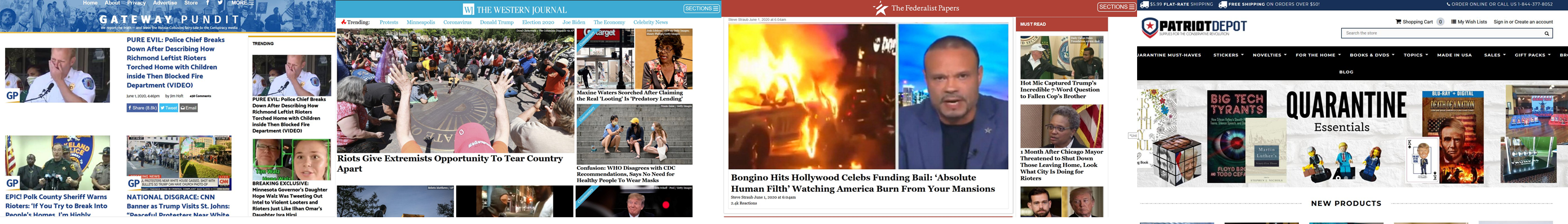 thegatewaypundit.com, westernjournal.com, thefederalistpapers.org, patriotdepot.com