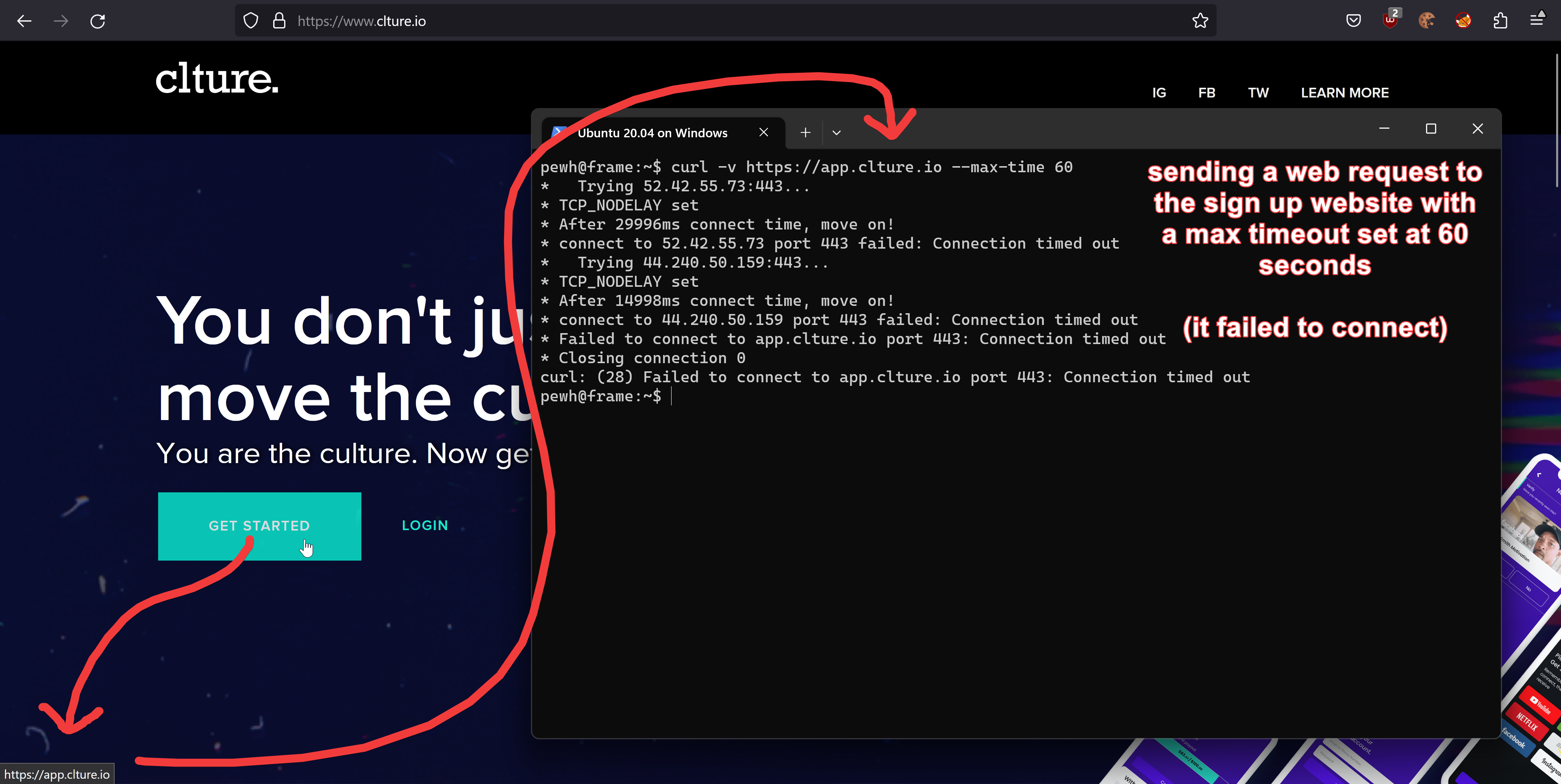 Unable to connect to the actual clture app / sign up page. Web archives did not work either.